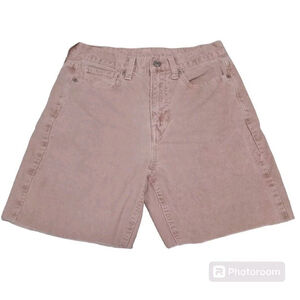 American Eagle Super Stretch Corduroy Raw Hem Bermuda Shorts Soft Pink Sz 2